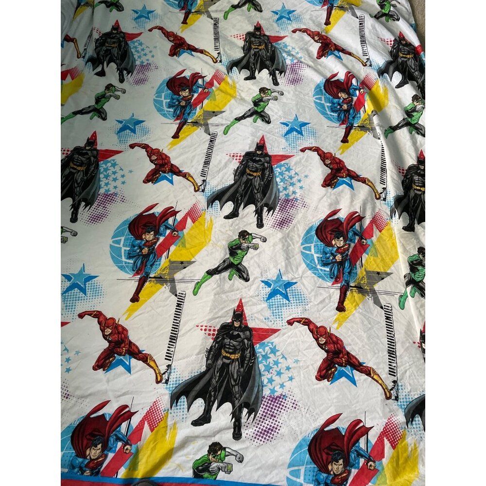 Justice League Superhero Comic Book Bedding Flat Sheet Featuring Crime Fighters